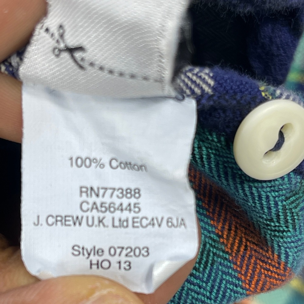 J.Crew Button Down Shirt Mens S Blue Plaid Sporting Goods Flannel Y2K Vintage - Picture 7 of 11